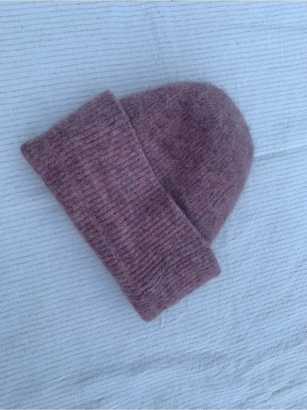 Simons Made in Italy Alpaca Wool Blend Ribbed Beanie Hat Pink Mauve Cozy Winter